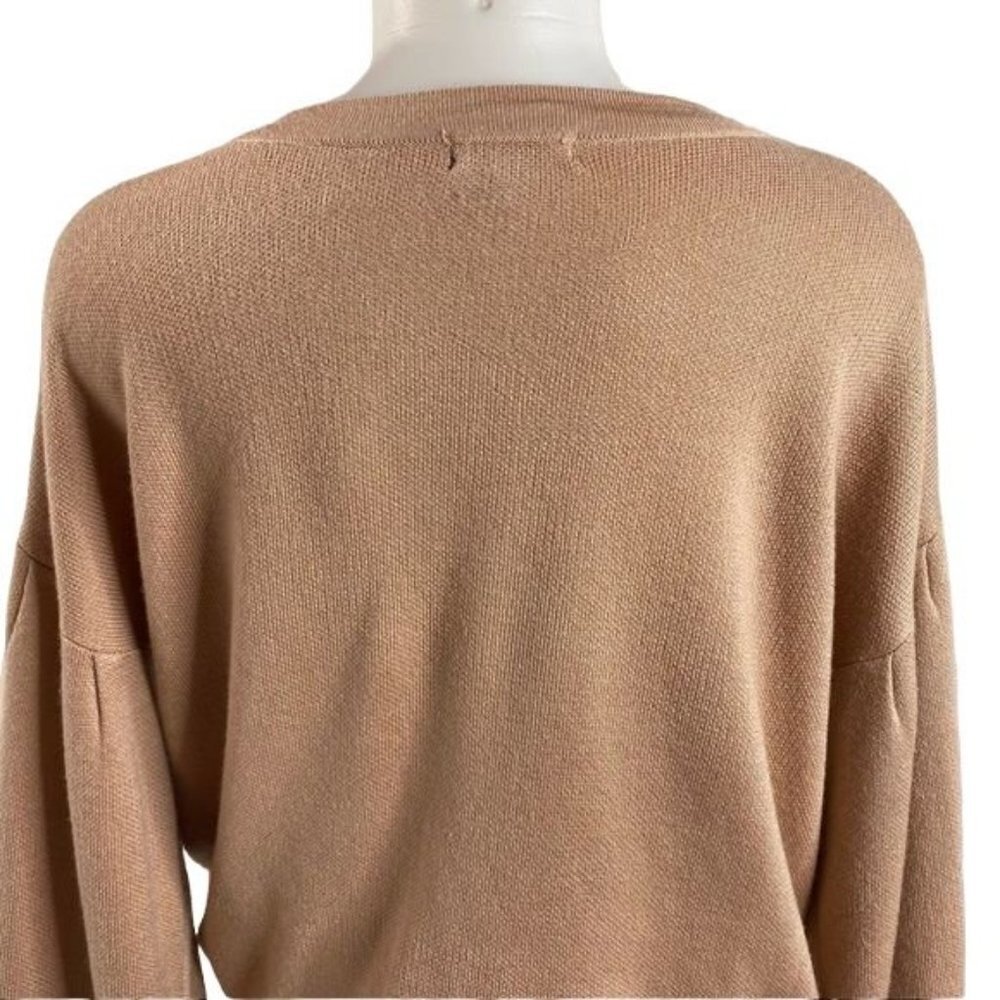 Poof! New York Oversized Mauv Crop Balloon Sleeve V=Neck Sweater Size L - Picture 10 of 12